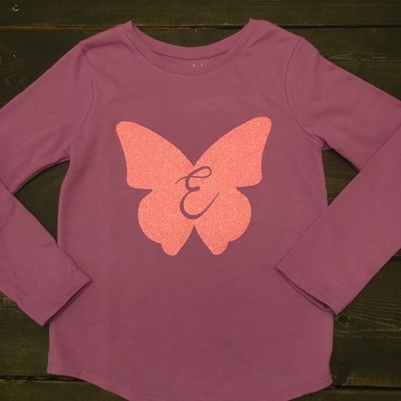🦋NWOT Monogrammed “E”  Butterfly Long Sleeve Tee - Picture 7 of 8